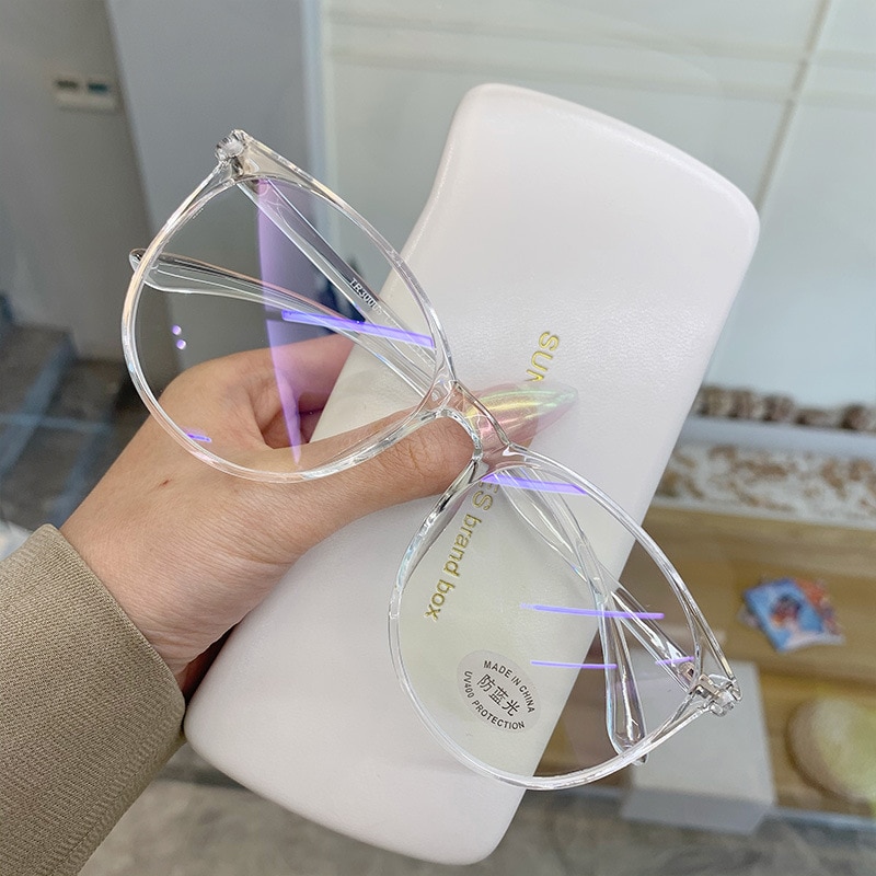 Transparent Anti Blue Light Rounded Glasses