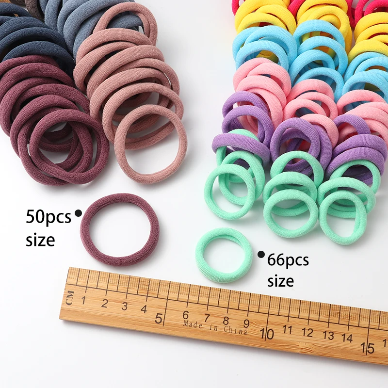 Solid Color Ponytail Holder 50 pcs Set