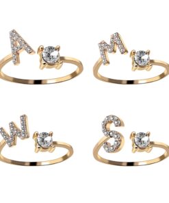 Adjustable Women's Letter Ring in Silver and Gold