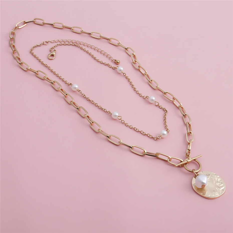 Women's Baroque Pearl Coin Pendant