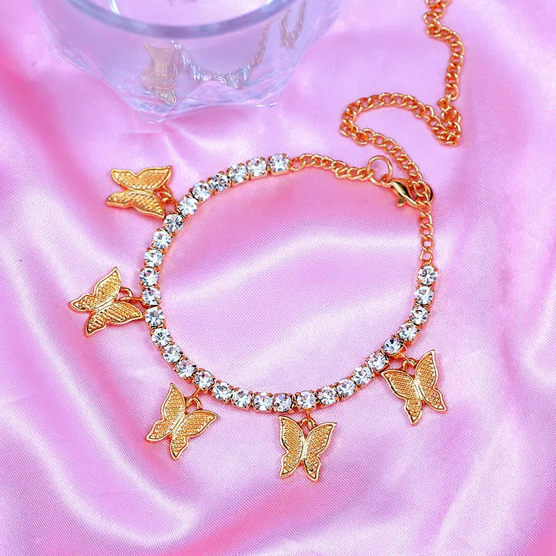 Butterfly Rhinestone Women's Ankle Bracelet