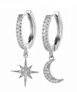 Women's Star and Moon Hoop Earrings