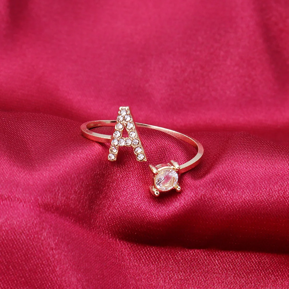 Adjustable Women's Letter Ring in Silver and Gold