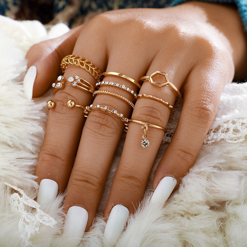 Geometric Patterned Rings Set