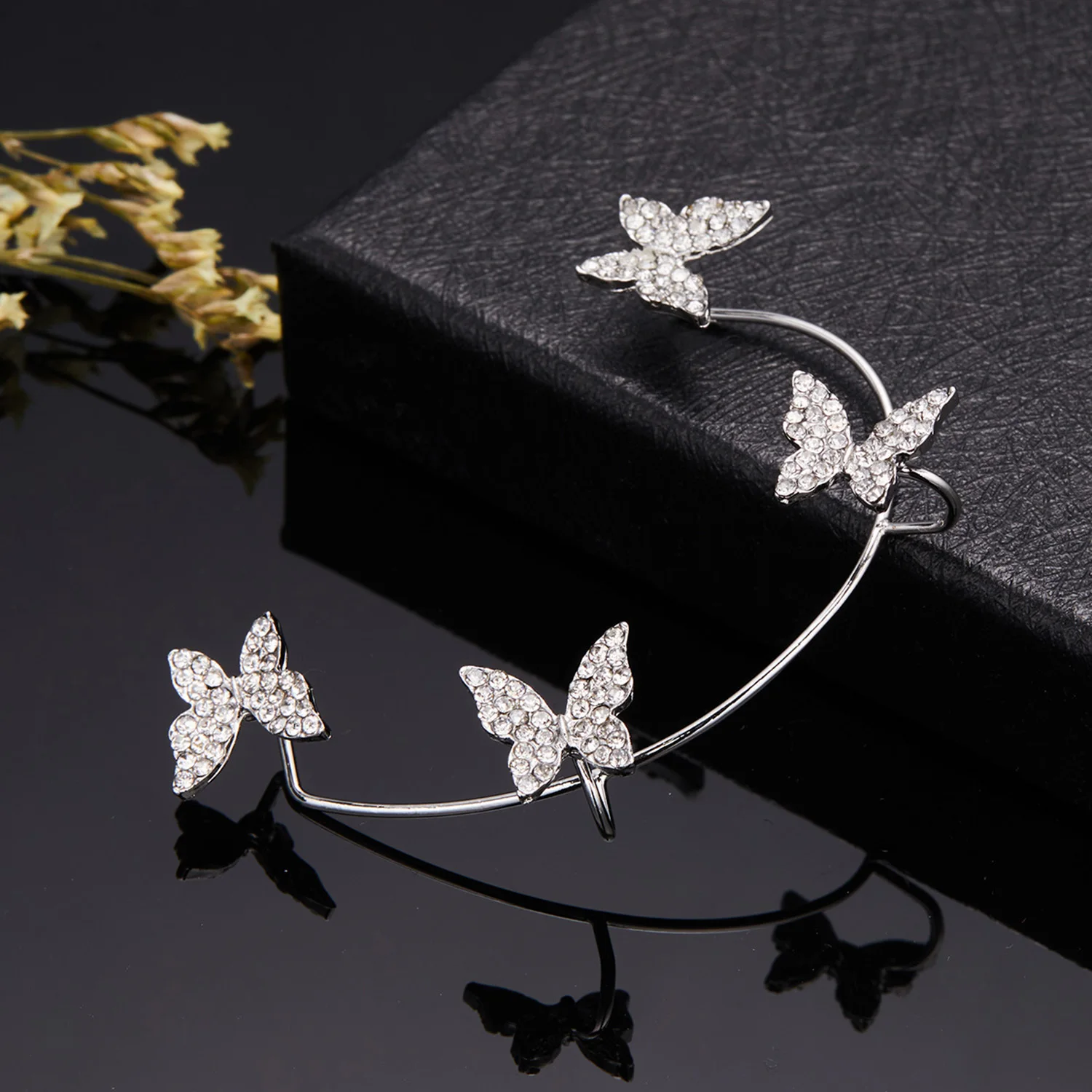 Shiny Crystal Butterfly Ear Cuff