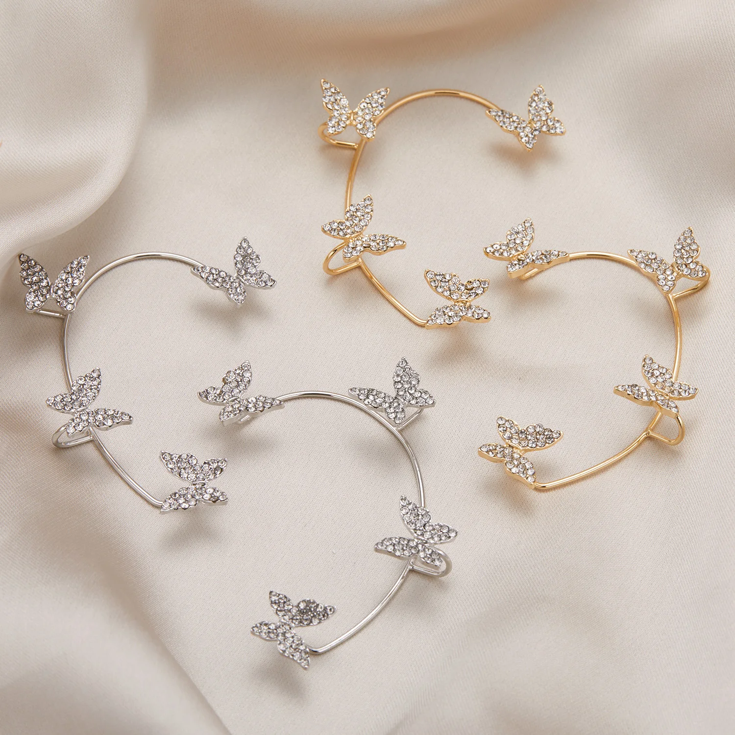 Shiny Crystal Butterfly Ear Cuff