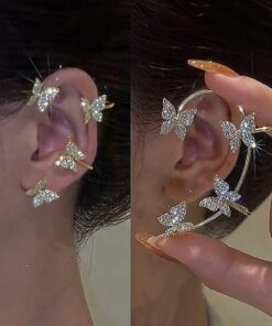 Shiny Crystal Butterfly Ear Cuff