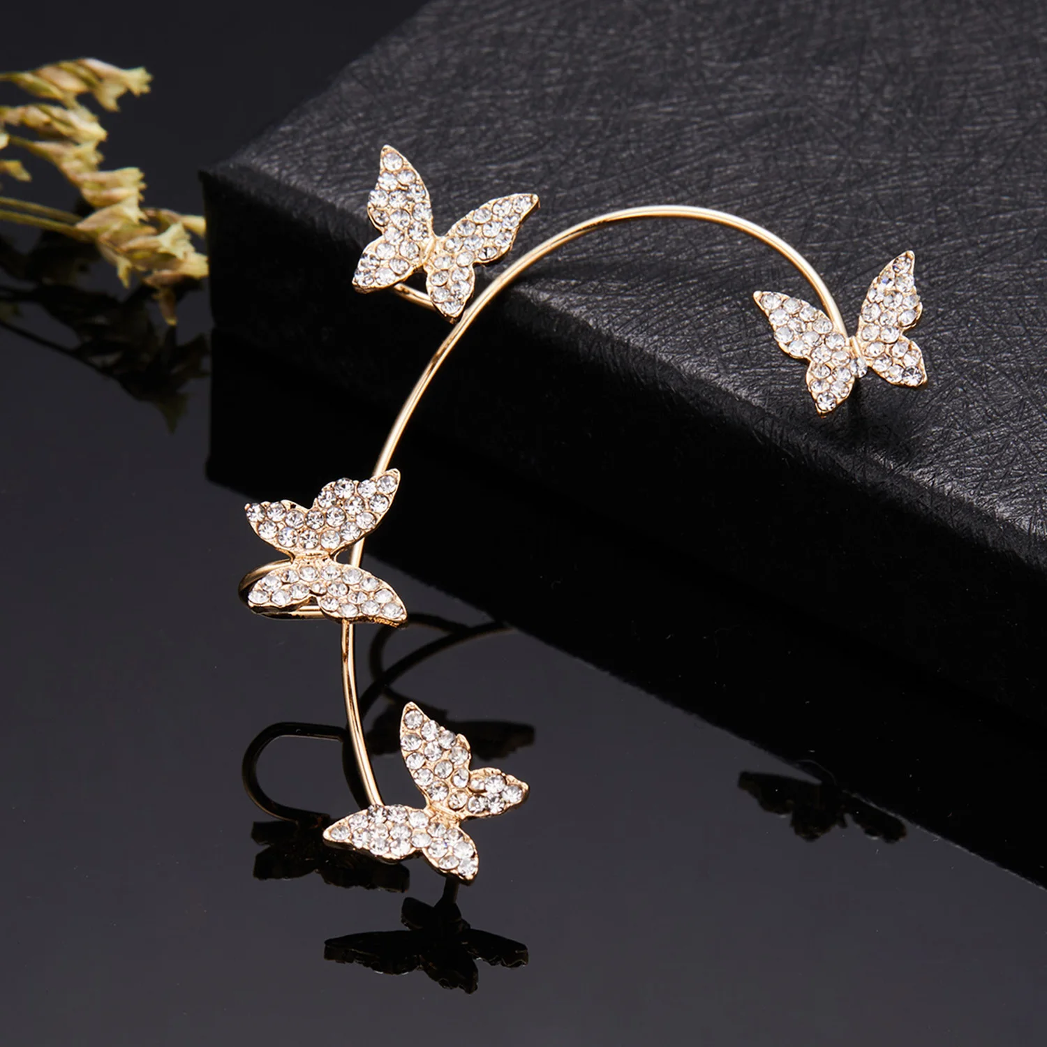 Shiny Crystal Butterfly Ear Cuff