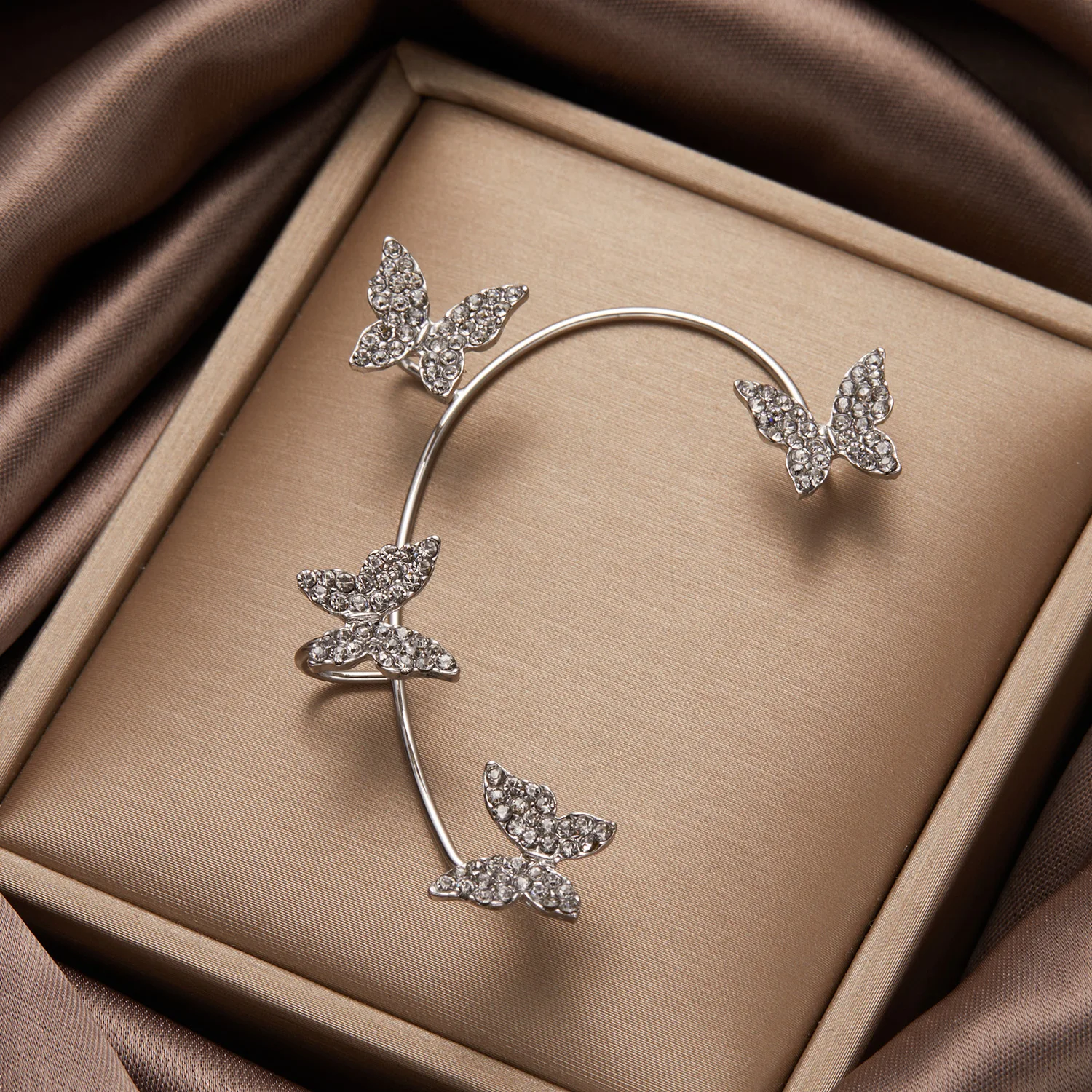 Shiny Crystal Butterfly Ear Cuff