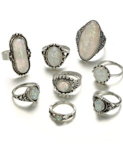 Vintage Antique Silver Ring Set 8 Pcs