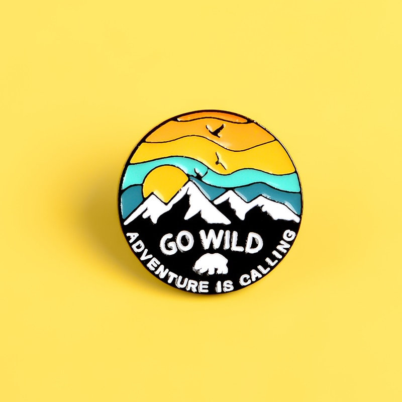 Camping Themed Metal Brooch