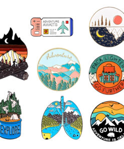 Camping Themed Metal Brooch