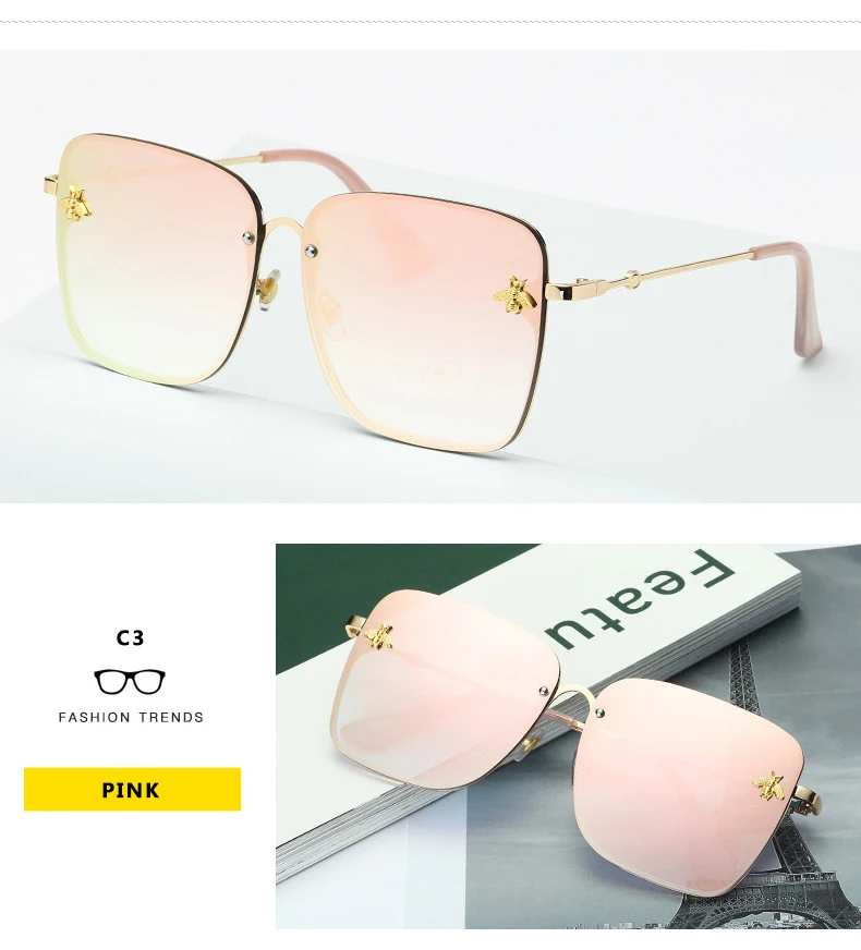 Oversized Rimless Square Shaped Sunglasses