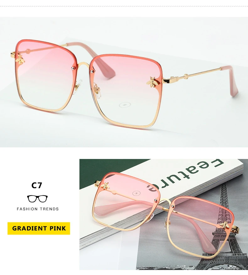 Oversized Rimless Square Shaped Sunglasses